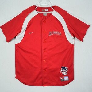 Vtg Nike‎ Los Angeles Angels American MLB Baseball Jersey Mens Medium Red White